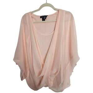 White House Black Market Womens Surplice Flowy Top Sz S Peach Career Corp Office